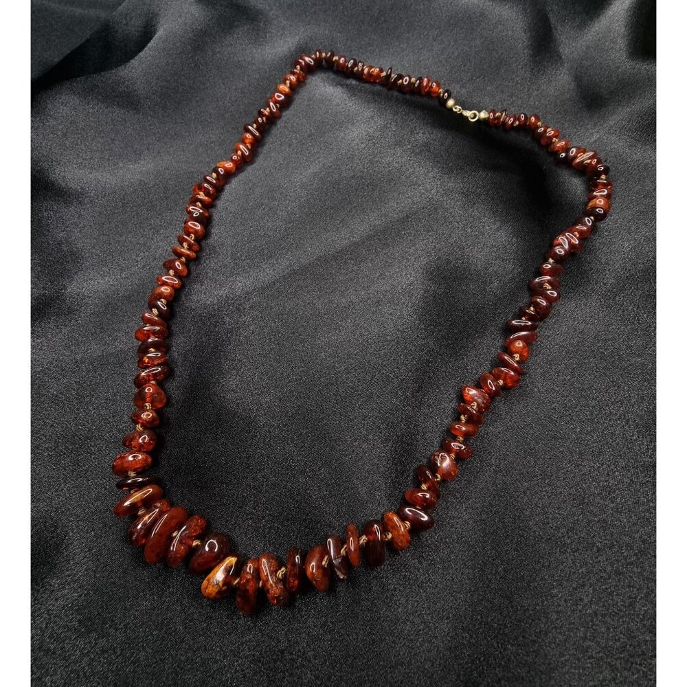 Vintage Natural Genuine Amber Necklace With Polished Irregular Beads